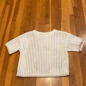 Ladies White Sheer Top W/Silver Metal Detail Paccio Boutique